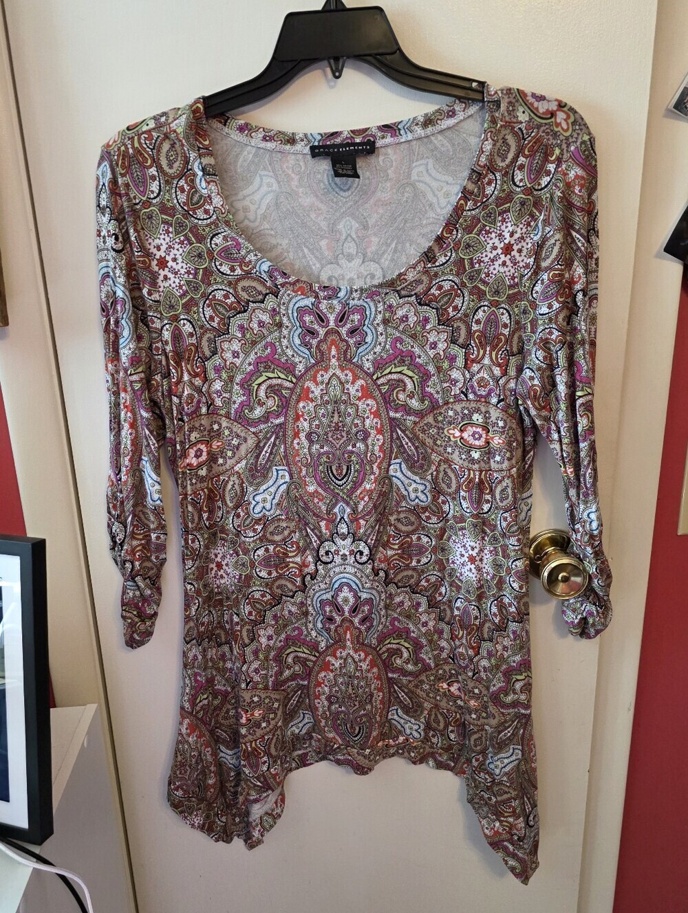 Grace Elements Paisley Print Top Size Large